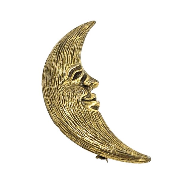 Vintage ZENTALL Man in the Moon Face Brooch - Picture 8 of 8